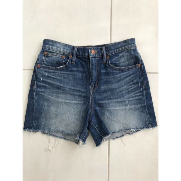 Madewell Distressed High Rise Cut Off Denim Shorts - Picture 1 of 10